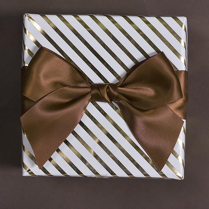 LEEQE Brown Double Face Satin Ribbon 1 inch X 50 Yards Spool Bright Colors Very Suitable for Weddings Gift Package Wrapping Dancer Wand Sewing Party Hair Bow Invitation Decorations and More
