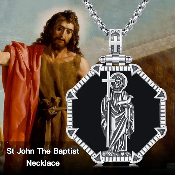 Taioiat Saint Necklace 925 Sterling Silver St Necklace Amulet Pendant Jewelry Religious Gift for Men Women