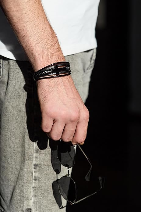 Cross Bracelet for Men - Genuine Leather Religious Bracelets | Stylish Christian Bracelet for Men - Perfect Faith Accessory | Mens Cross Bracelet - Christian Jewelry