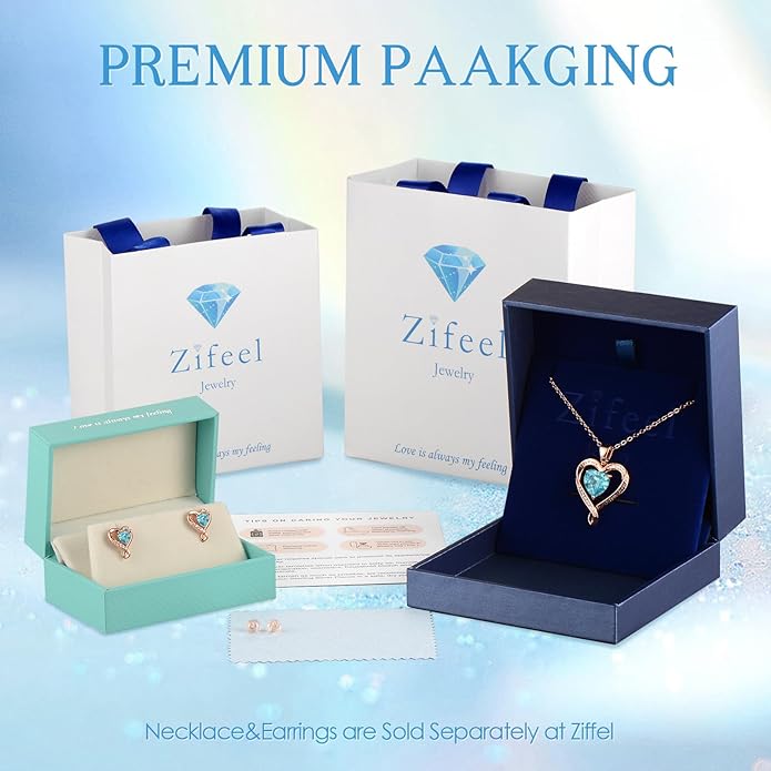 Earrings for Women, S925 Sterling Silver Rose Gold Birthstone Heart Studs Earring for Girlfriend Wife, Anniversary Birthday Christmas Valentines Mothers Day Gifts Jewelry for Women Wife Her Mom