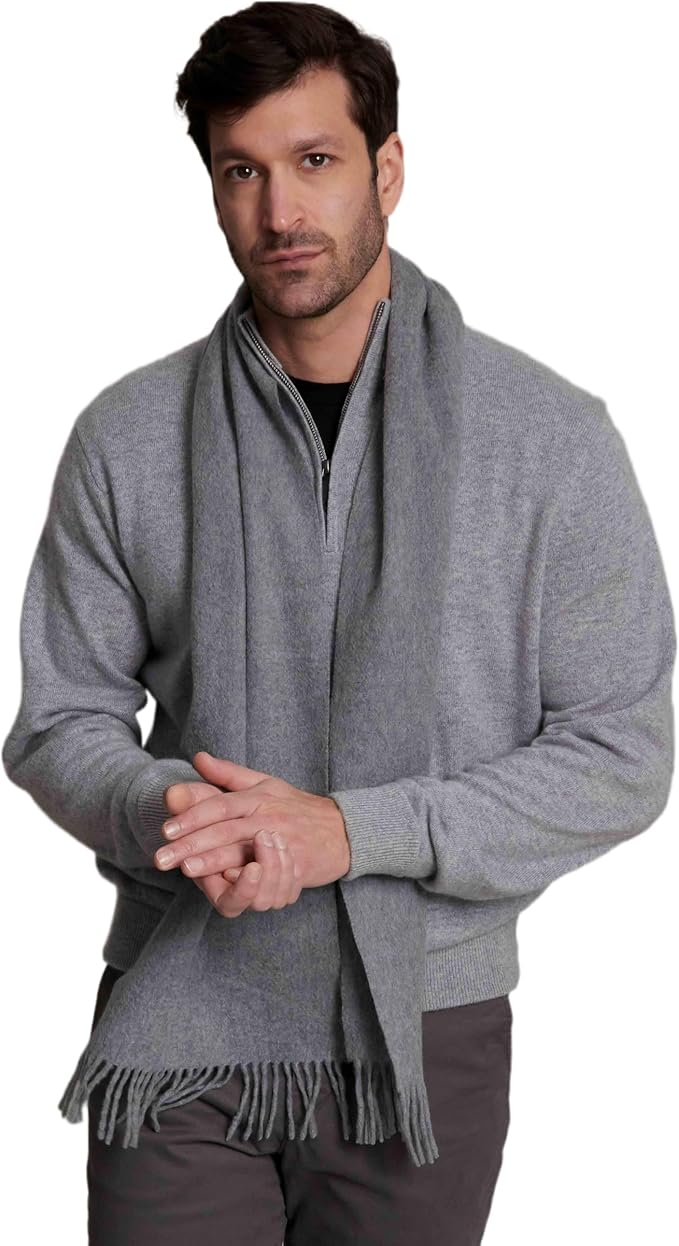 Alashan Cashmere Ultra-Fine Merino Wool and Cashmere Blend Woven Scarf -Luxe fabric-Lightweight- 72" x 12"