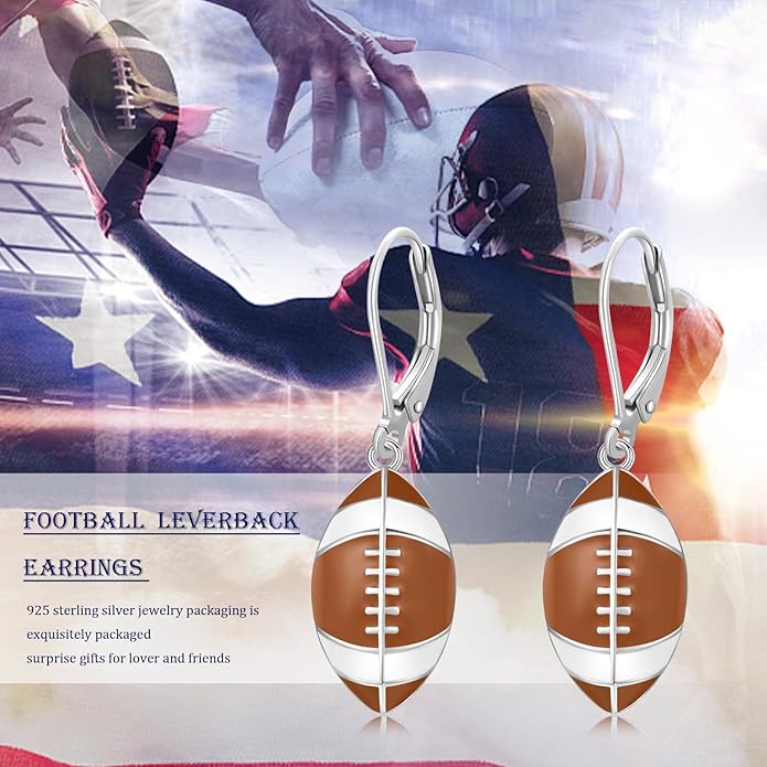 JUSTKIDSTOY 925 Sterling Silver Ball Earrings Sports Leverback Dangle Drop Earrings Jewelry Gifts for Women Girls