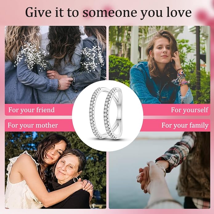 NARMO 925 Sterling Silver Rings for Women Evil Eyes Rings Entwined Line Cubic Zirconia Rings Simple Stackable Finger Rings Engagement Ring Personality Rings Size 6-9