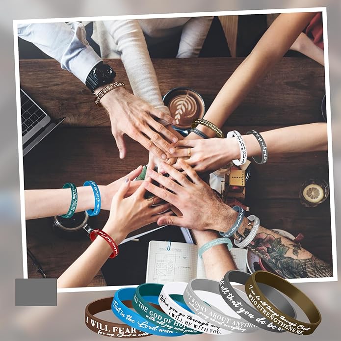Ecation Bible Verses Bracelets Bulk Scripture Silicone Wristbands Inspirational Motivational Quote Rubber Wristbands Christian Bracelets for Easter Carnival Party Favors