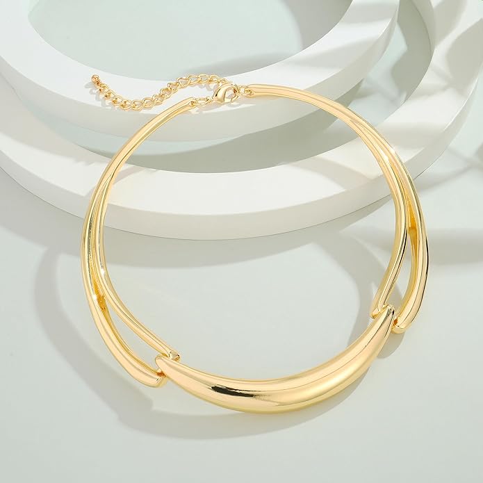 Chunky Gold Choker Collar Necklace for women Trendy Adjustable Gold Choker Necklace Statement Jewelry