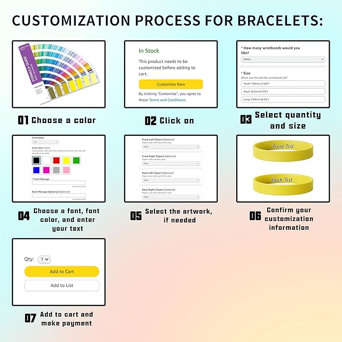 Custom Rubber Bracelets with Text Logo Clipart Customizable Bracelet Personalized 1/2 Inch Silicone Wristbands for Awareness, Events, Support, Promotions