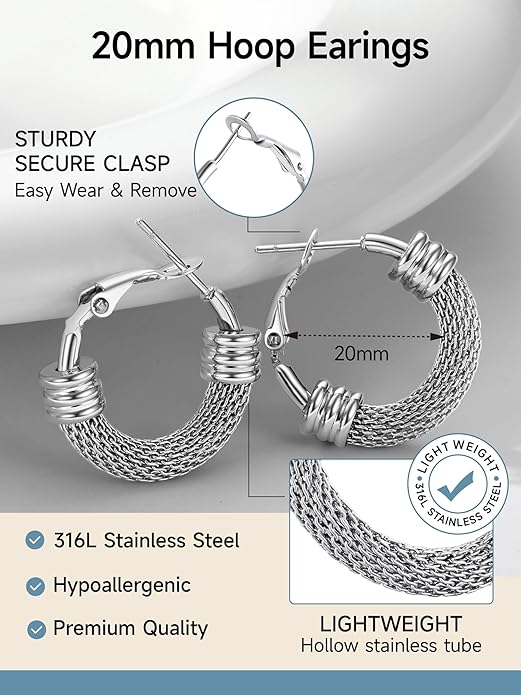 PROSTEEL 30/40/60/80/100mm Chunky Hoop Earrings For Women Gold Plated/Black Stainless Steel Hoops Earrings Statement Jewelry