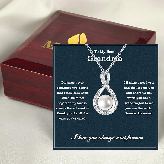 MGOOL Great Grandma Gifts 925 Sterling Silver Pearl Pendant Necklace For Grandma Jewelry Birthday Christmas Mother’s Day Gifts For Nana