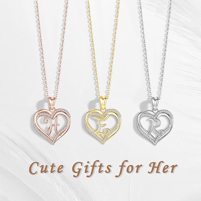 INFUSEU Unique Initial Necklaces for Women Girls Small Heart Letter Jewelry, Meaningful Personalized Gifts