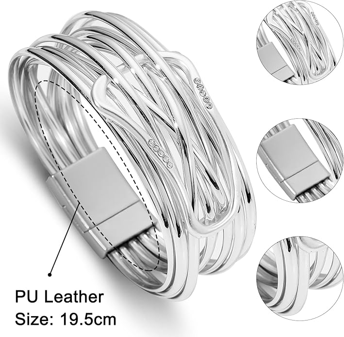 Fesciory Leopard Bracelet for Women, Boho Leather Wrap Multi-Layer Pearl Crystal Bracelet Bangle Jewelry