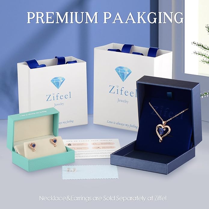 Earrings for Women, S925 Sterling Silver Rose Gold Birthstone Heart Studs Earring for Girlfriend Wife, Anniversary Birthday Christmas Valentines Mothers Day Gifts Jewelry for Women Wife Her Mom