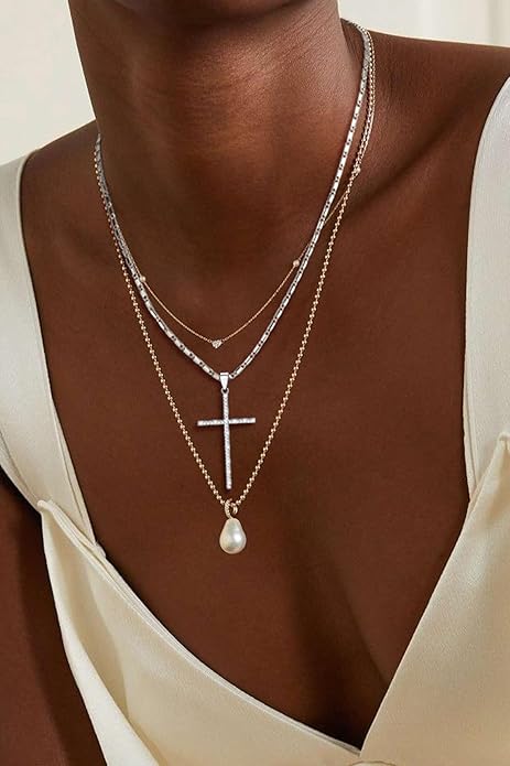 U7 Cross Necklace for Women,Silver/14K Gold Large or Small Cross Necklaces with CZ Diamond,Faith Birthday/Christmas Gift for Her Women Mother Daughter Grandmother