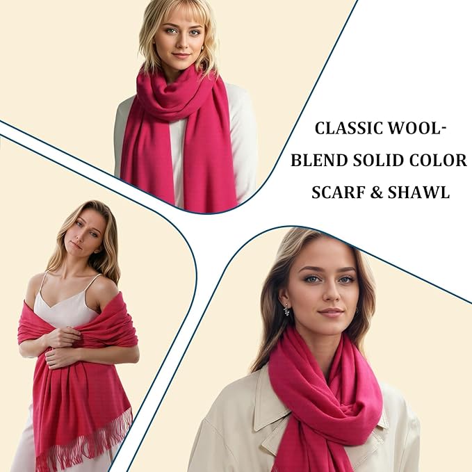 Temminc Winter Scarf for Women - Soft Warm Pashmina Shawl Wrap, Lightweight Fashion Blanket Travel Shawl, Solid Color Scarf