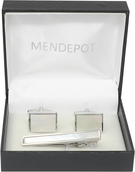 MENDEPOT Cufflinks And Tie Clip Set Men Wedding Accessory Gift Father's Day Birthday Cuff Links Tie Bar