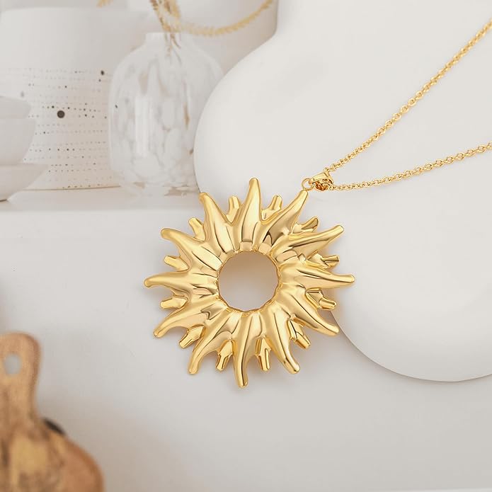 CANEVINKA 18K Gold Plated Pendant Long Chain Necklace Sweater Necklace Fashion Jewelry for Women