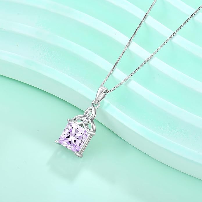 Celtic Trinity Knot Jewelry Set 925 Sterling Silver June Birthstone Alexandrite Necklace Earrings Irish Good Luck Jewelry Gifts for Women