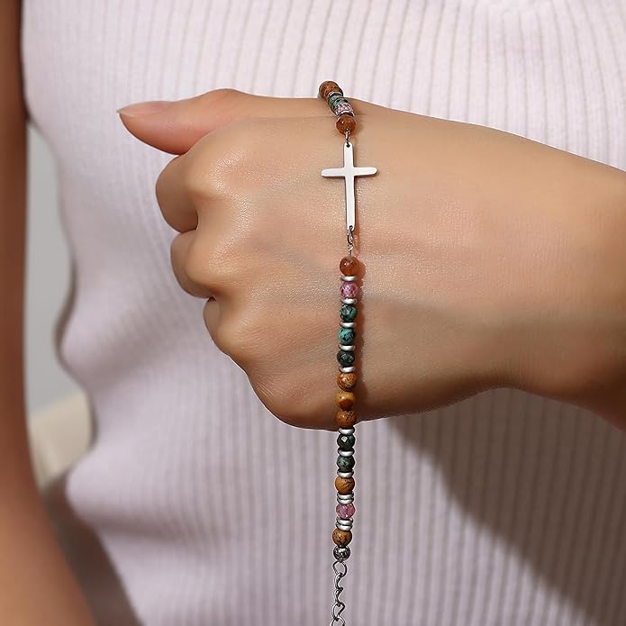 TONY & SANDY Christian Cross Bracelet for Women, Stocking Stuffers for Women, Confirmation Baptism Easter Gifts, Unique Gift for Friends Daughter Mom Sister in Christ on Birthday Christmas