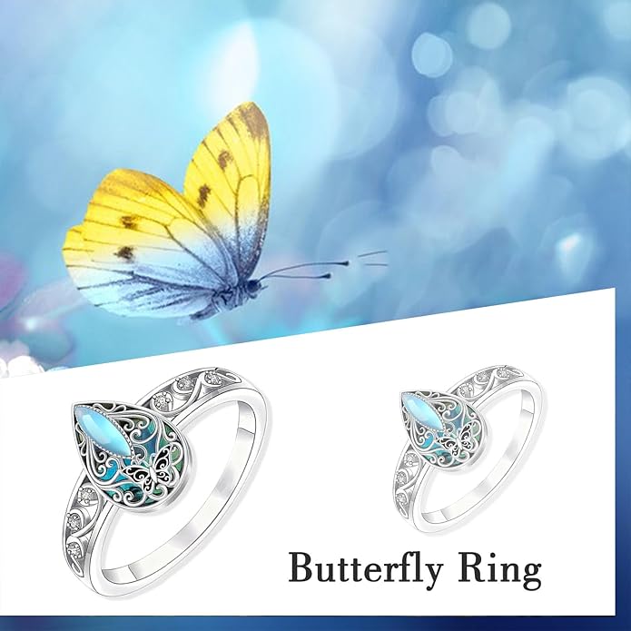 ONEFINITY Dragonfly Filigree Ring Sterling Silver Rings Gifts for Women Jewelry