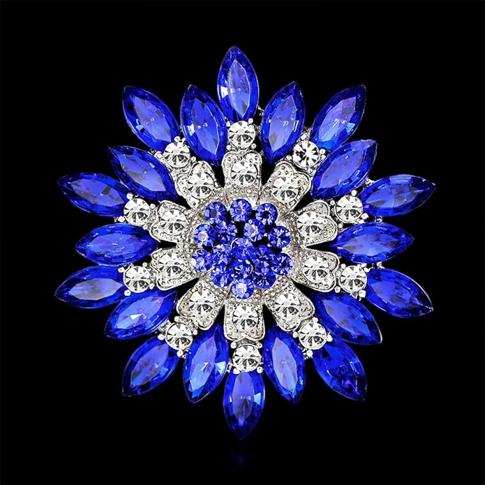 Rhinestone Flower Brooch for Women Sparkling Crystal Sunflower Brooch Pin Trendy Large Big Flower Brooch Elegant Clothing Hat Bag Accessories Christmas Birthday Party Wedding Costume Jewelry