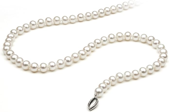 Belacqua Natural Cultured Freshwater Pearl Strand Necklace in Sterling Silver, Size 5.5-9.5mm, Length-16 to 36 Inches, Clasp-Fishhook, Jewelry for Women, Gift Box Included