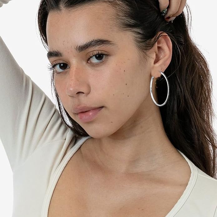 925 Sterling Silver Earrings Large Rhinestone Hoop Earrings Big Cubic Zirconia Hoop Earrings Thin Rhinestones Round Hoop Earrings for Women 20/30/40/50/60/70mm Sparkly Hoops With Crystals for Womens