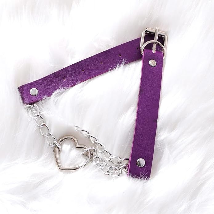 MILAKOO PU Leather Punk Choker Necklaces Circle/Heart Charm Adjustable Collar Necklace for Women