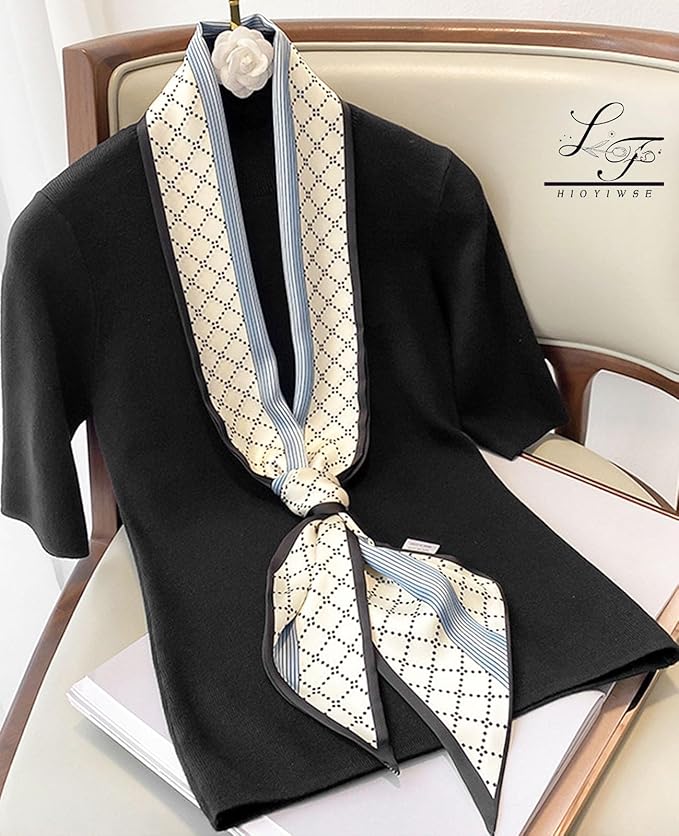 Hioyiwse Head Scarf Hair Neck Scarves For Women Purse Bag Scarfs For Handbags Silky Long Thin Satin Headscarf Fashion