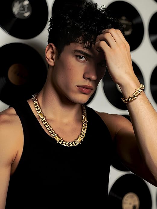 Bestyle Barbed Wire Necklace 5/7/9/12mm Mens Chain Necklaces Hip-hop Punk Gothic Stainless Steel Chain Heavy Thick Cuban Link Chain for Men Women, Length 16/18/20 Inch