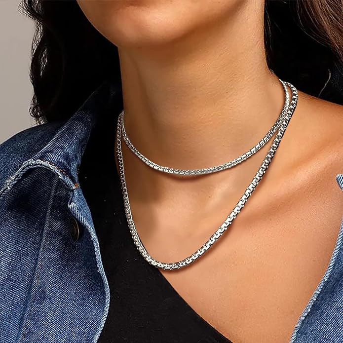 PROSTEEL Stylish Stainless Steel Round Link Chain Necklace for Men, 2mm/4mm/6mm/8mm. Silver/Gold/Black Tone, Hypoallergenic Jewelry, 14"-30", Come with Box