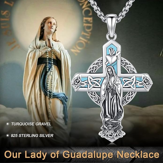 Midir&Etain Cross Necklace 925 Sterling Silver Celtic Christian Pendant Religious Protection Jewelry for Women Men