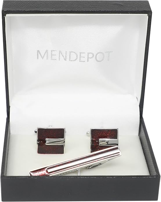 MENDEPOT Cufflinks And Tie Clip Set Men Wedding Accessory Gift Father's Day Birthday Cuff Links Tie Bar