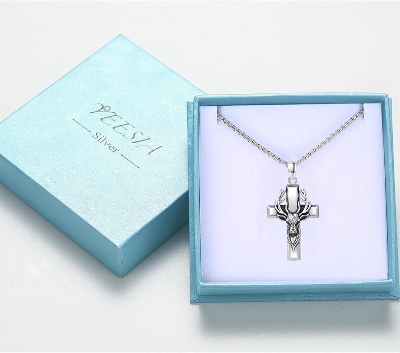 YEESIA Cross Necklace for Men Women 925 Sterling Silver Christian Pendant Religious Jewelry Gift for Men Women.