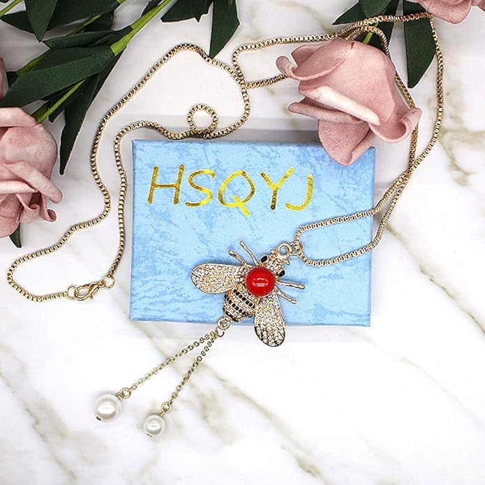 Honey Bee Brooches Crystal Insect Themed Bee Brooch Animal Fashion Shell Pearl Brooch Pin Gold Tone