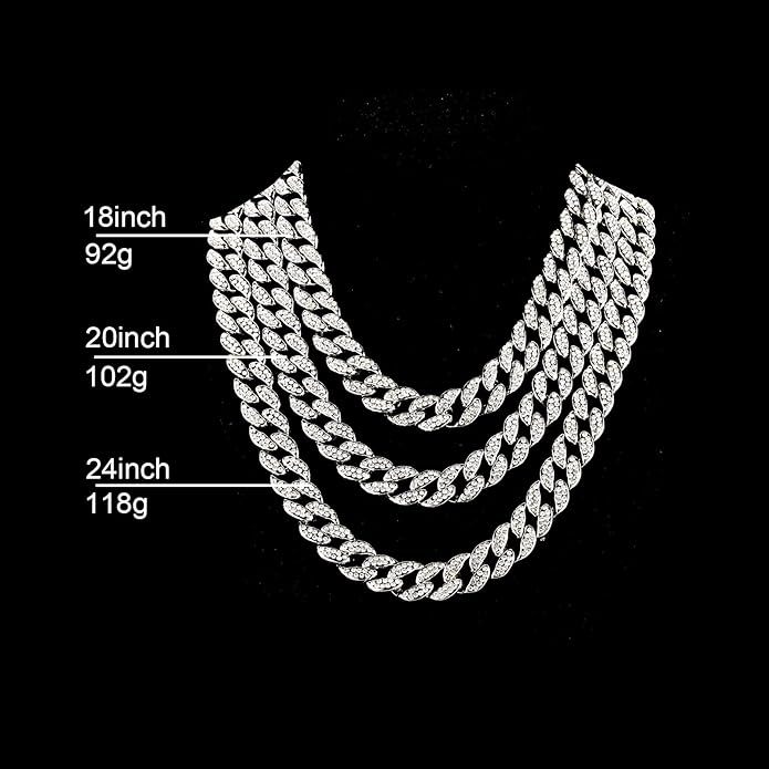 Saintda Cuban Link Chain and Bracelet Set for Men Women Iced Out Diamond Gift for Boys Hip Hop Rapper Jewelry