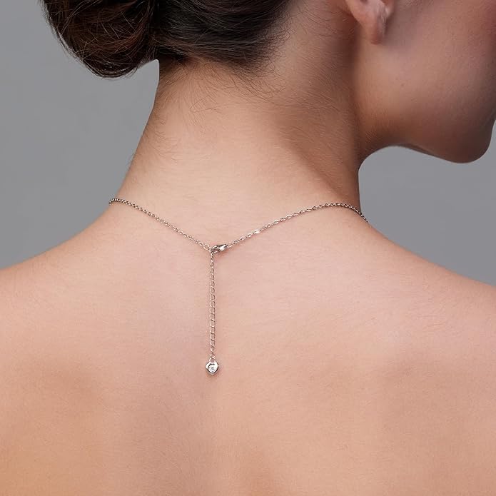 Moissanite Pendant Necklace for Women – 925 Sterling Silver Necklace for Women Heart Pendant, Dainty Silver Jewelry Gift Box for Mom Wife Girlfriend – Birthday Anniversary (1-3 CT)