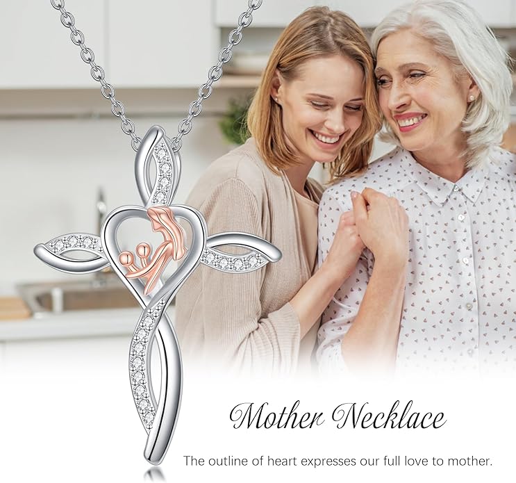 Mother's Day Necklace Gifts 925 Sterling Silver Mom/Wife/Grandma/Nana/Family I Love You Mom Necklace for Women Jewelry Birthday Gifts for Couple