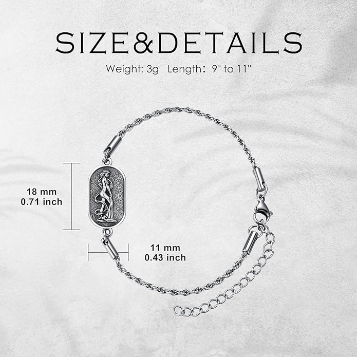 SIMONLY Zodiac Bracelet 925 Sterling Silver Constellation Anklet Horoscope Zodiac Jewelry Christmas Birthday Astrology Gifts for Women Men Unisex
