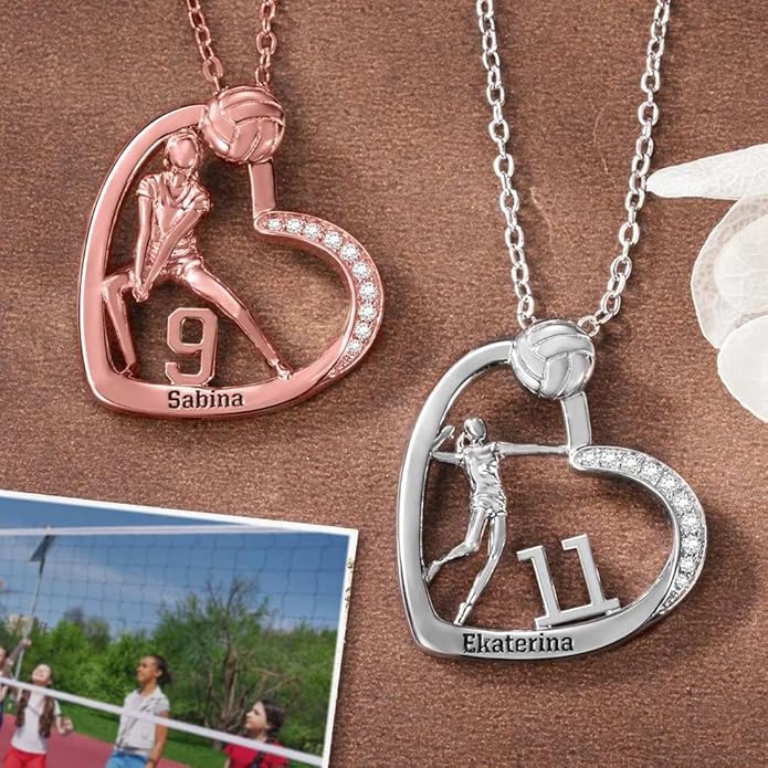 callie Personalized Volleyball|Basketball|Hockey|Baseball|Soccer|Pickleball Necklace - Custom Name & Number, Jewelry Gifts for Sports Lover