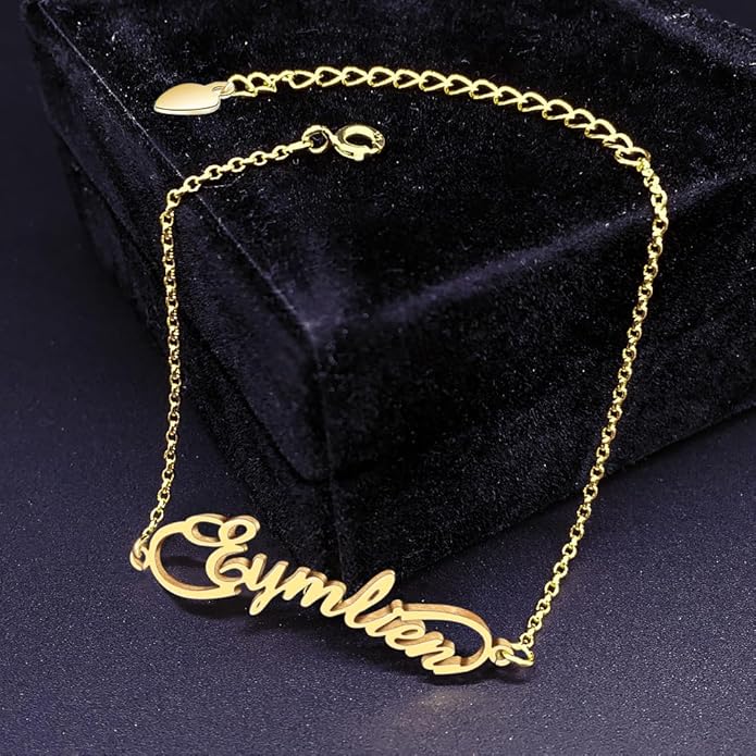 LucySky Custom Bracelets with 2 Names for Women, 925 Sterling Silver Adjustable Personalized Name Anklet, Custom Bracelets Summer Beach Jewelry Dainty Gifts for Wife, Sister, Friends