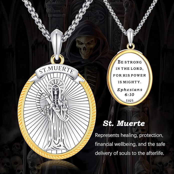 Taioiat Saint Necklace 925 Sterling Silver St Necklace Amulet Pendant Jewelry Religious Gift for Men Women