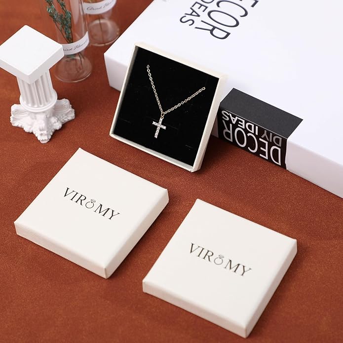 VIROMY Gold Cross Necklace for Women - Dainty Diamond Cross Pendant Necklaces Non Tarnish Waterproof Necklace Simple Choker Minimalist Jewelry