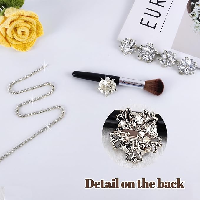 Yhsheen Rhinestone Brooches Bouquet Pins Corsage Crystal Brooch Diamond Pins kits for Wedding Accessories Jewelry Decoration DIY Craft Sewing(Sliver)