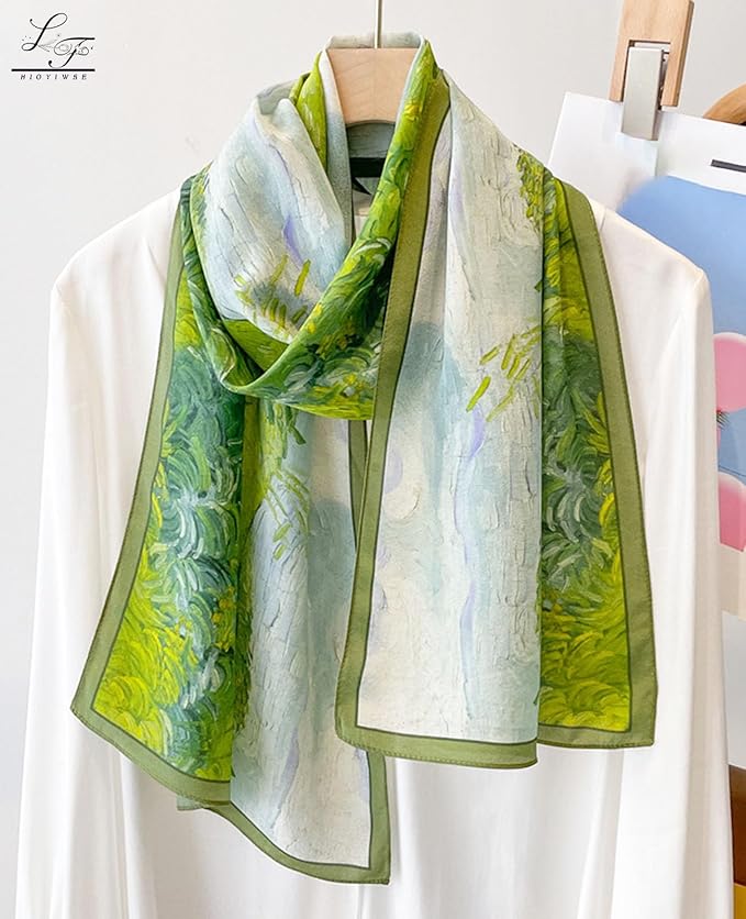 Hioyiwse Head Scarf Hair Neck Scarves For Women Purse Bag Scarfs For Handbags Silky Long Thin Satin Headscarf Fashion