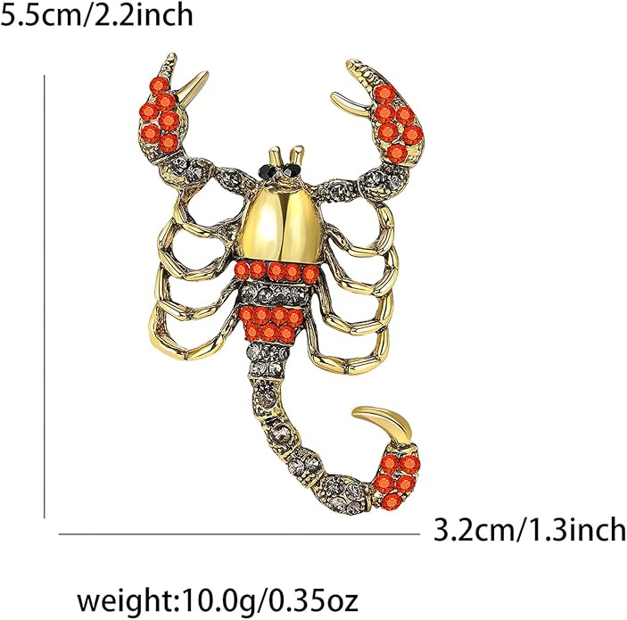 Dreuyet Rhinestone Scorpion Brooch Pin for Women Men Vintage Crystal Scorpion Brooches Punk Style Insect Animal Laple Pin Clothing Suits Accessories Christmas Birthday Jewelry