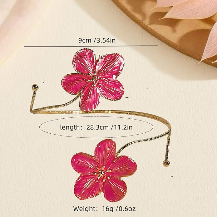 Gold Flower Arm Cuff | Adjustable Cherry Blossom Arm Bracelet Upper Arm | Boho Jewelry for Women, Daily/Party Gift