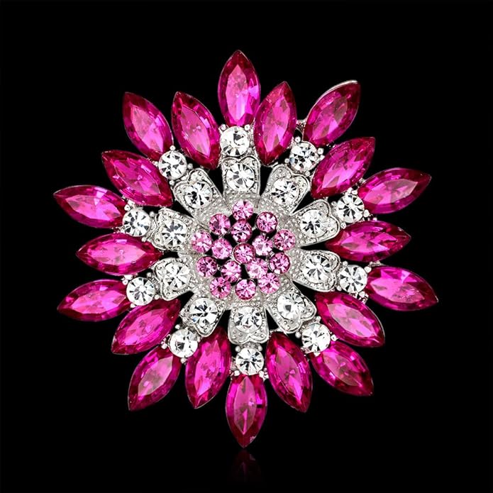 Rhinestone Sunflower Brooch for Women Sparkling Cubic Zirconia Flower Brooch Pin Elegant Large Crystal Floral Lapel Pin Dainty Clothing Hat Bag Accessories Christmas Wedding Bridal Birthday Jewelry
