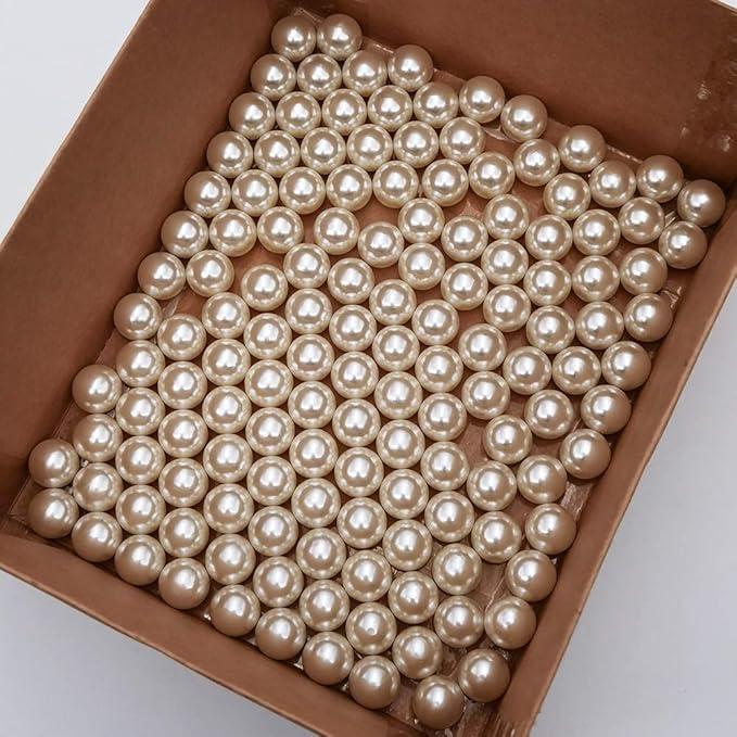 INSPIRELLE 140pcs 16mm Ivory Lustrous ABS Undrilled Art Faux Pearls for Vase Fillers, Big Size No Hole Makeup Beads Imitation Round Pearl Beads for Table Scatter Home Wedding Decoration