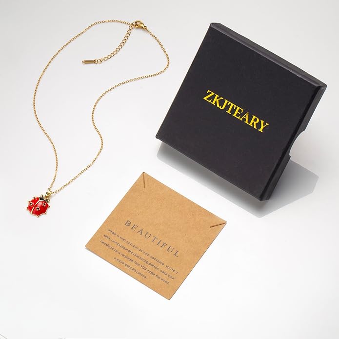 18k Gold Plated Necklace for Women Trendy Dainty Charm Evil eye Italian horn hummingbird starfish seashell bow elephant snake butterfly ladybug PendentMinimalist Delicate Jewelry for Women