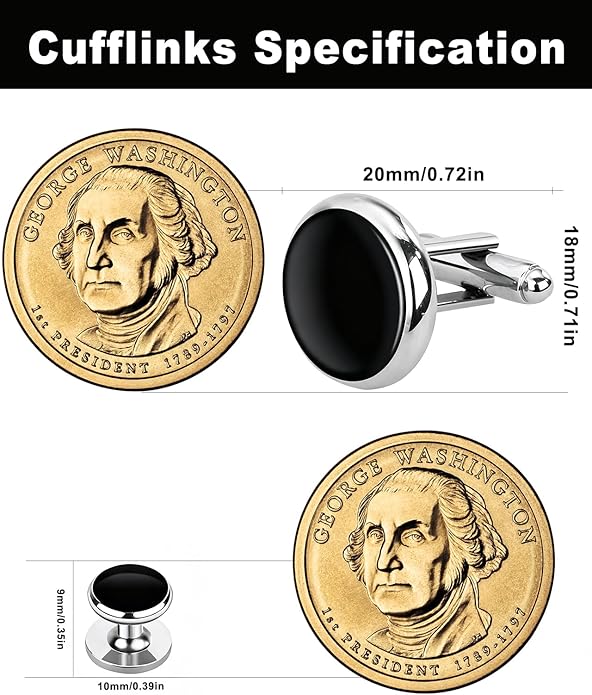 Oiomniv Men's Cufflinks & Tuxedo Studs Set - Business Wedding Formal Accessories for Suits Shirts Vests (Ideal for Anniversary Birthday Gifts)