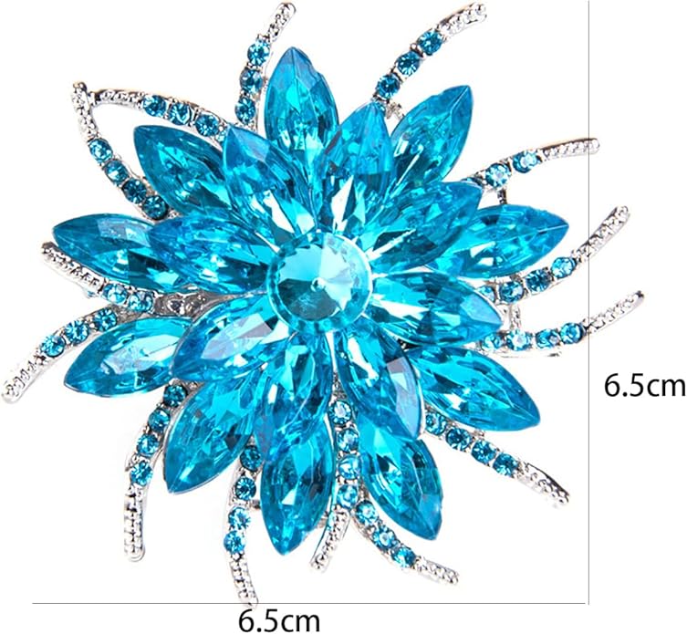 Rhinestone Sunflower Brooch Pin for Women Red Black Purple Large Flower Broochs Snowflake Brooch Marquise Wreath Brooches Jewelry